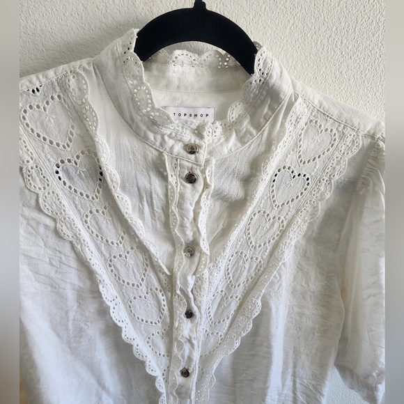 White Eyelet Button-Up Blouse - Picture 3 of 5